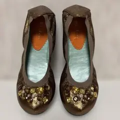 【美品】cocue ビジューバレエシューズ　25センチ