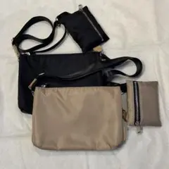 COLDE ショルダーバッグ 2色(黒&ベージュ)セット USED