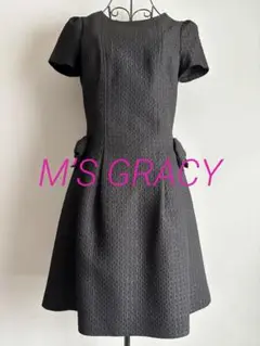 M’S GRACY エムズグレイシー　半袖ワンピース　ブラック　リボン付き
