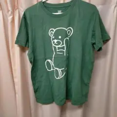 グラニフのクマイラスト 緑色 Tシャツ