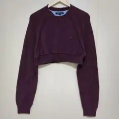 TOMMY HILFIGER パープル クロップドニット L　古着