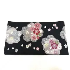 袋帯 正絹 黒桜