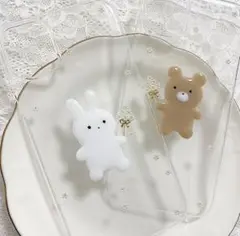 花束を持ったうさぎさん・くまさん iphoneケース スマホケース ハンドメイド