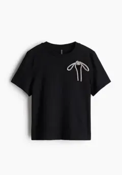 H&M 黒 半袖Tシャツ　リボン