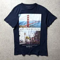 アメリカ古着　半袖Tシャツ　サンフランシスコ　ゴールデンゲートブリッジ　紺　L
