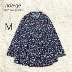 ノアージュ noa-ge ブラウス シャツ 花柄 ピンタック バンドカラー M
