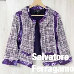 Ferragamo サルヴァトーレ フェラガモ シルク フラワー ジャケット