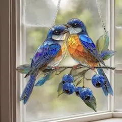 青い鳥とブルーベリーのサンキャッチャー