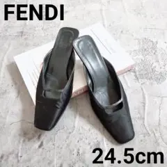 FENDI パンプス 24.5㎝ ブラック ミュール スクエアトゥ