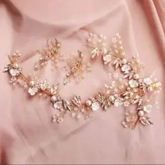 ☆新品2点セット ヘッドドレス・ピアス(イヤリング) ウエディング結婚式ゴールド