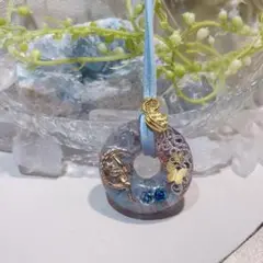 癒しのオルゴナイト❤️アクアマリン+アメジストのドーナツ型♡