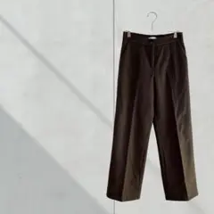 3631【MONOLOGUE】スラックス　パンツ　秋冬　ウエストゴム　茶色　Ｌ