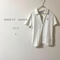 EONTE ＯＦ　FLOENCE ホワイトポロシャツ 青色刺繍ロゴ