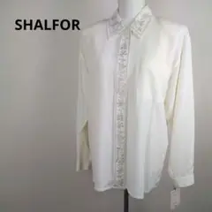 SHALFOR 刺繍入りレトロブラウス　肩パッド入り　レトロ　白　サイズL