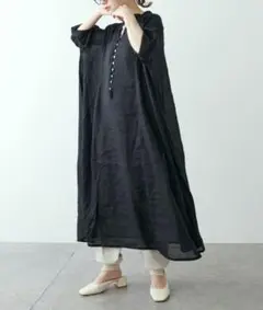du noir ラミーリネン ワンピース 多少透け感 pual ce cin