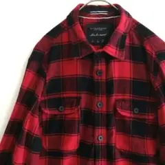 2774　DENIM&FLOWER　長袖ネルシャツ　L　赤　黒　US古着チェック