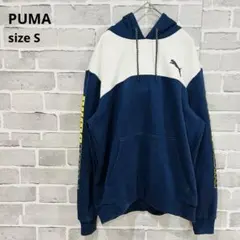 プーマ　PUMA フードパーカー ネイビー 【Ｓ】ロゴプリント　a736