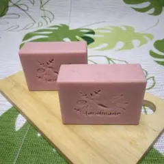 【雑貨石鹸】手作りマルセイユ石鹸クレイ(ピンクカオリン)　２個セット
