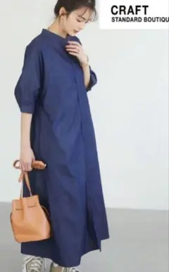 美品★クラフトスタンダードブティック★デニムロングワンピース　五分袖