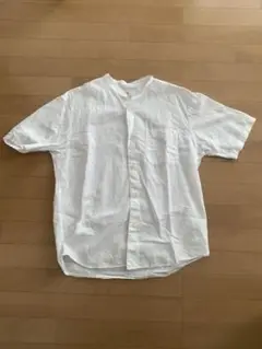 UNIQLO リネンバンドカラーシャツ　半袖　白　M ユニクロ