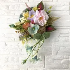 ♥︎初秋ドロップフラワーケーキリース♥︎玄関　造花　ナチュラル　壁飾り　壁掛け