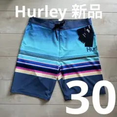 30 Hurley メンズ水着ボードショーツ 青ストライプ