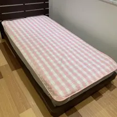 新品　チェック柄　高島ちぢみ　敷きパッド　ピンク　シングル