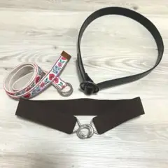 【セット売り】ベルトセット 黒 茶色 花柄