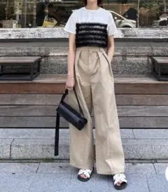 チュールフリルビスチェ見えTシャツ / ホワイト　fosie