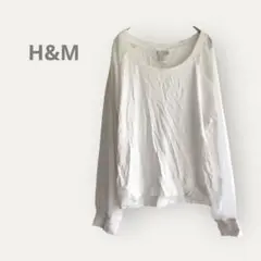 H&M 【38】長袖カットソー　袖シースルー　白　ラグラン　カジュアル　春　夏