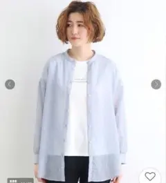 【美品】grove ライトブルー シアー長袖シャツ Mサイズ　ストライプ　完売品