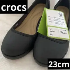 新品)crocs ウェッジソール　黒　パンプス　W7 23cm