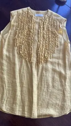 Demi-Luxe BEAMS イエローフリルノースリーブシャツ36