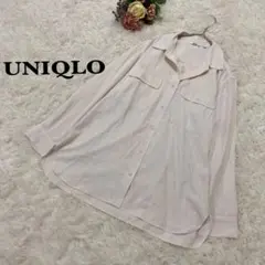 【ユニクロ】UNIQLO アイボリー 長袖シャツ　レギュラーカラー　ポケット付き