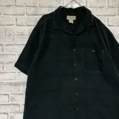 半袖シルクシャツ！アロハ　ブラックL 730