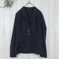 ☆ルルド/LOURDES (9) テーラードジャケット 伸縮性 黒 薄手 美品