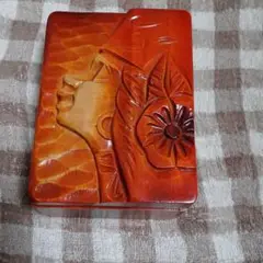 アイヌ 民芸品 民藝 木彫り箱 木製ケース 小物入れ
