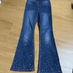 デニムフレアパンツ 7-8Y ビジュー付き