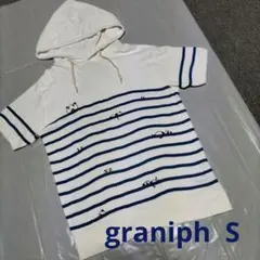 graniph パンダ柄ボーダー半袖パーカー