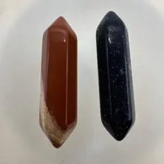 ⑦ジャスパーとブルーサンドストーンのミニポイント型置物 2個セット（終値）