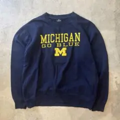 US古着　Michigan Go BLUE ミシガン　スウェット　ネイビー　L