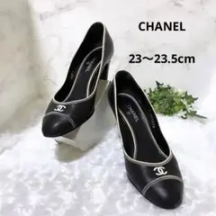 CHANEL シャネル 23.5cm 黒 ブラック レザー ココマーク