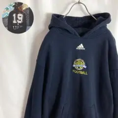 古着 adidasパーカー センター刺繍カレッジロゴゆるだぼ太アーム アディダス
