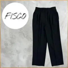 FISCO ブラック スラックス プリーツ入り L