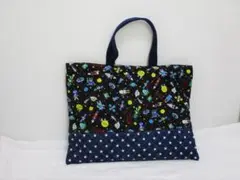 62❤ハンドメイド　キルティングレッスンバッグ　宇宙柄　30×40❤