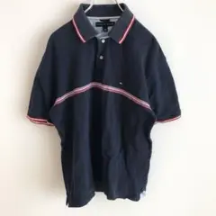 ✨綿100%✨ TOMMY HILFIGER 【L】 ポロシャツ ネイビー 万能
