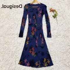 Desigtalデシグアル リブニット ロングワンピース 花柄 M KOKO