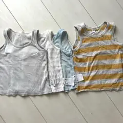 タンクトップ4セット 80cm ユニクロホワイト・ブルー・グレー・無印ストライプ