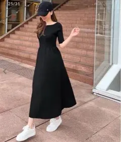 神戸レタス スクエアボートネックニットワンピース