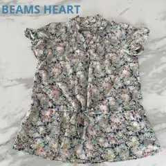 BEAMS HEART フラワープリント 半袖ブラウス カットソー